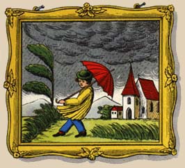 Bob in the storm with his umbrella