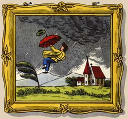 Bob in the storm with his umbrella