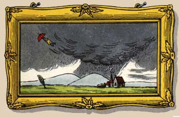 Bob in the storm with his umbrella